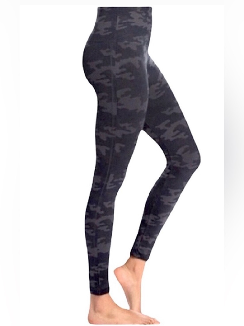 Spanx Camo Print High-Waist Leggings - Black & Charcoal Large
